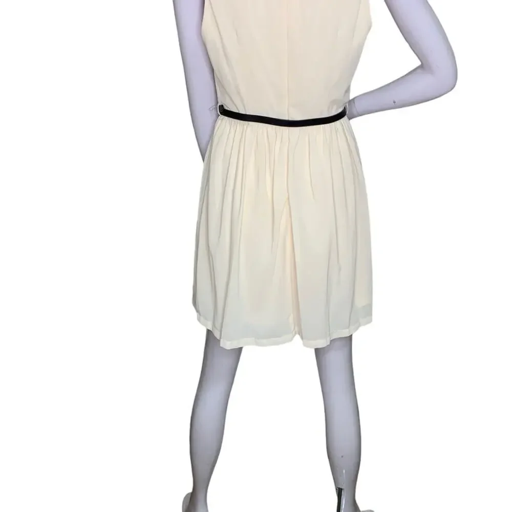 Forever 21 NWT Sheer Dress Sleeveless Cream Hidden Zipper on Back Size S